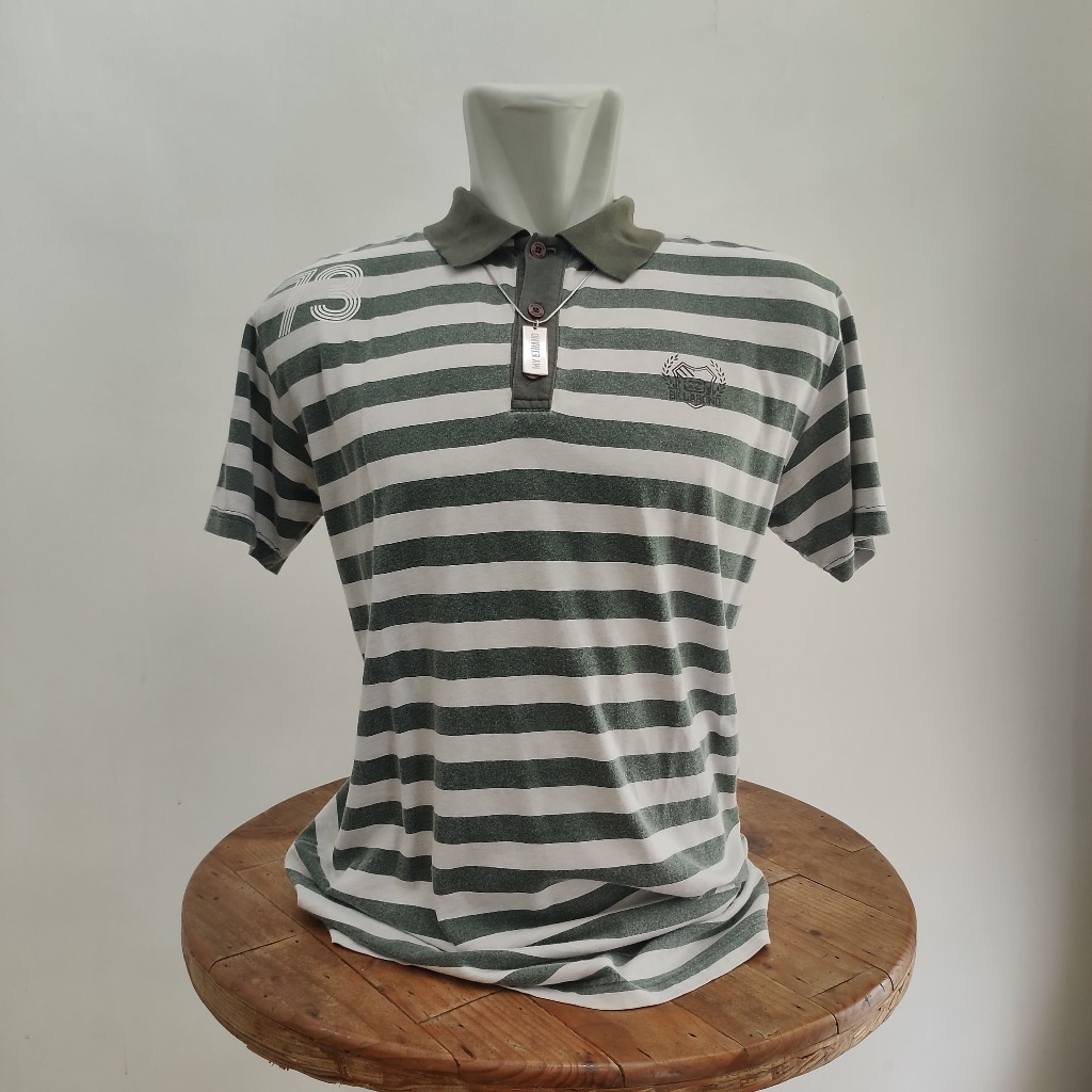 Kaos Polo Billabong Original Stripe Grey White - Koleksi Pribadi (AVPBP005)