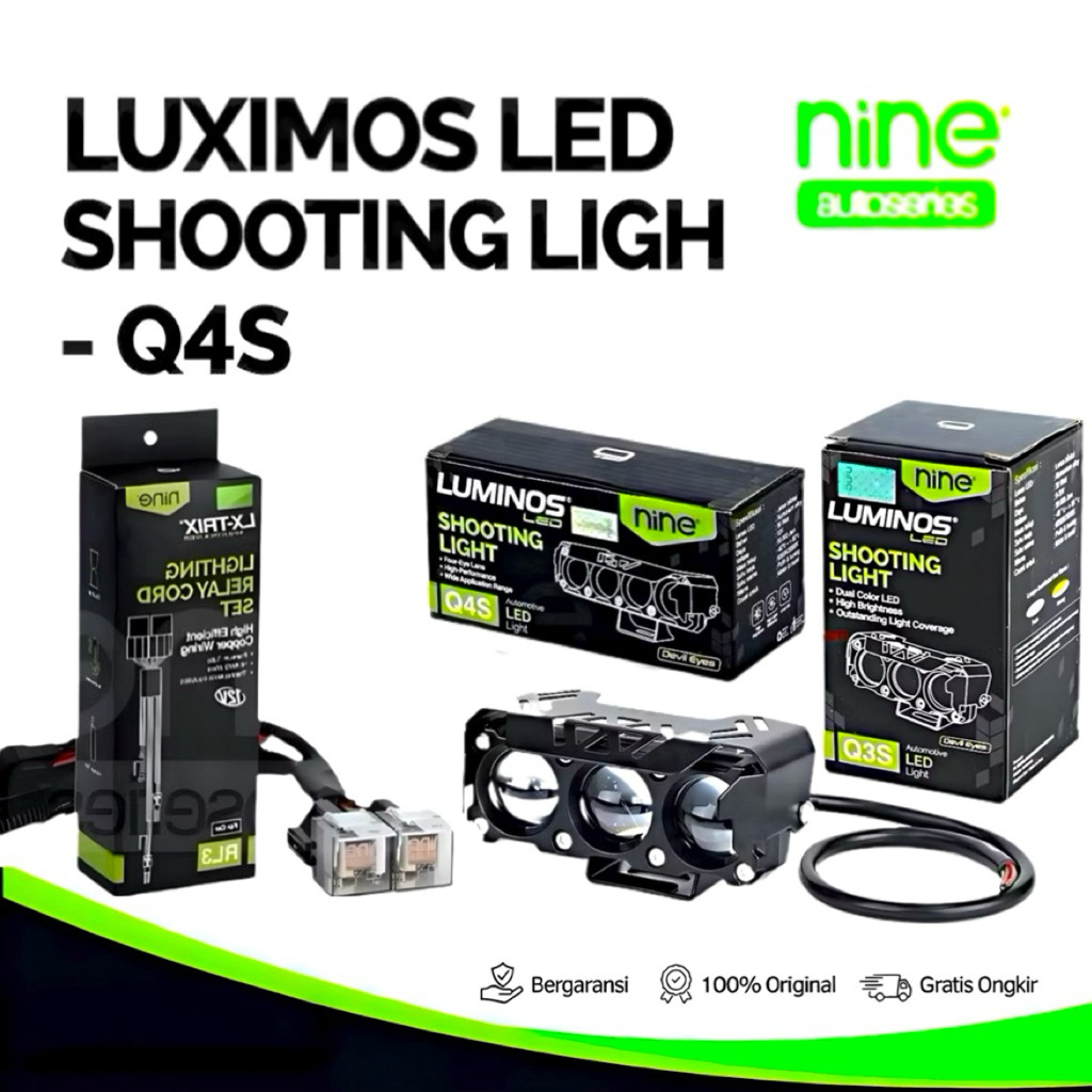 ORIGINAL Luminos SQL3mata Lampu Tembak Sorot Tembus Hujan Motor Mobil 3mata Putih Kuning