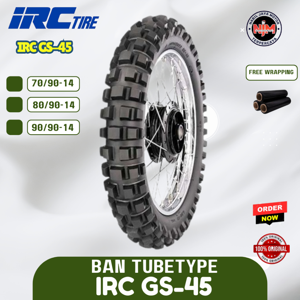 Ban Motor IRC GS 45 CROSS 70/90-14 80/90-14 90/90-14 Tube Type Ring 14 Untuk Matic