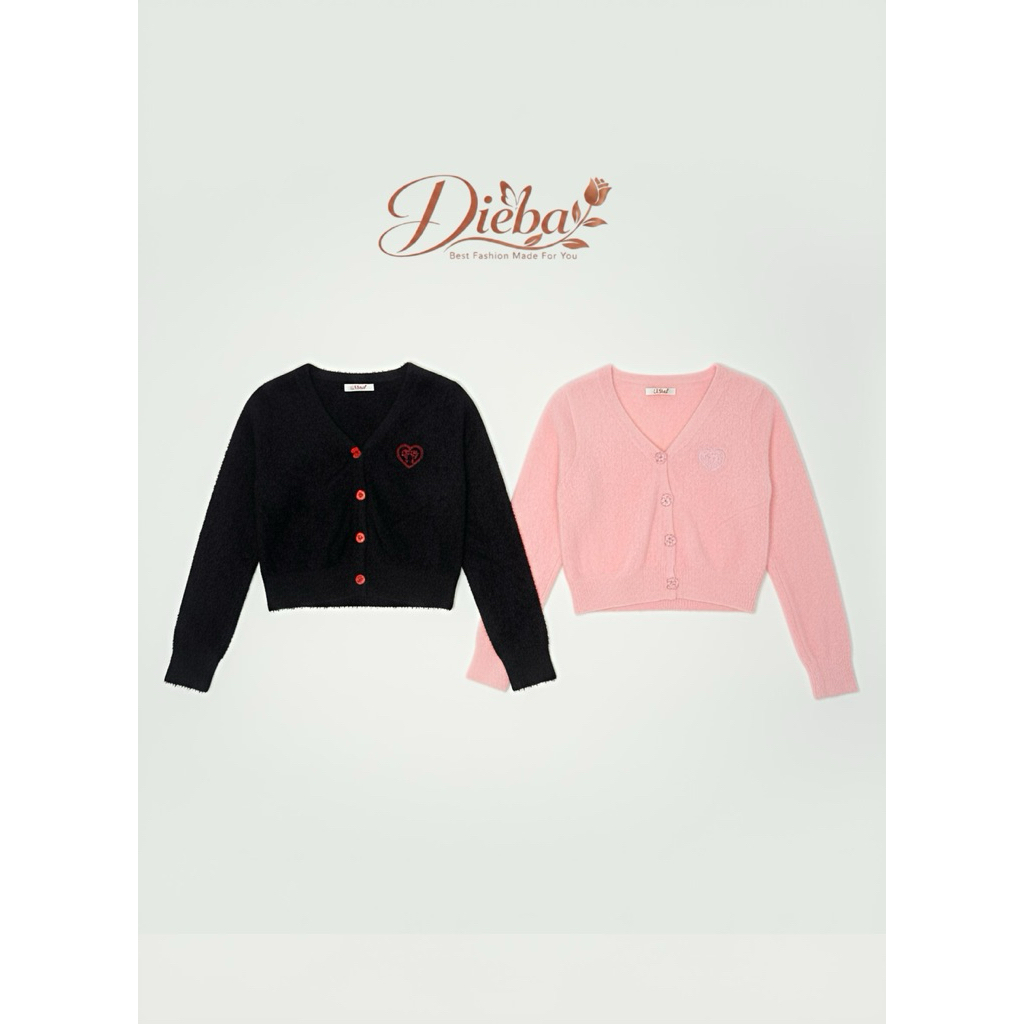 (READY) Cardigan Wanita Crop Sweatheart Fuzzy