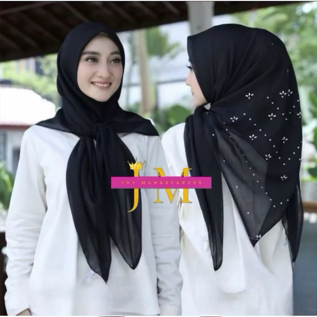 Jaminan 100% Original. Hijab Segi Empat Payet Swarovski Adinda Premium  tanpa jabul// Jilbab SegiEmp