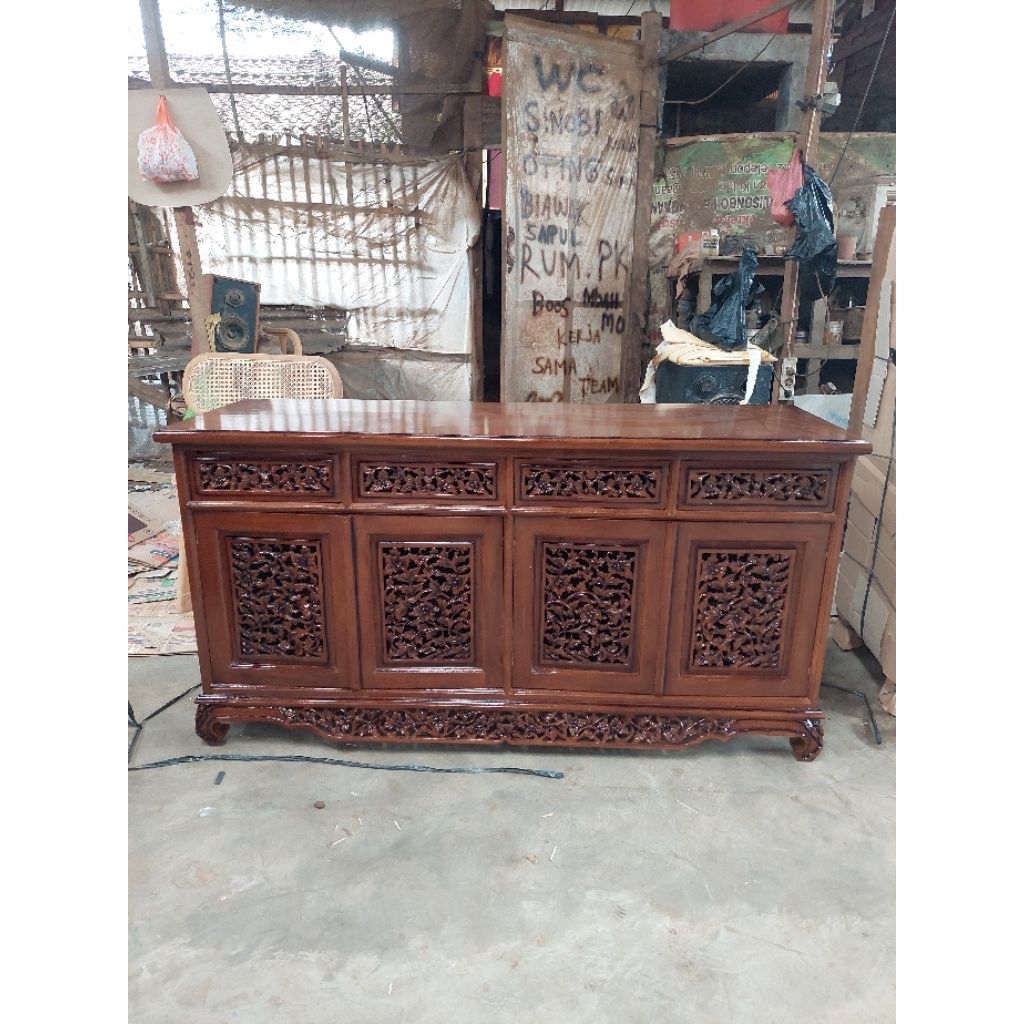 Buffet tv kayu jati / bufet palembang jati