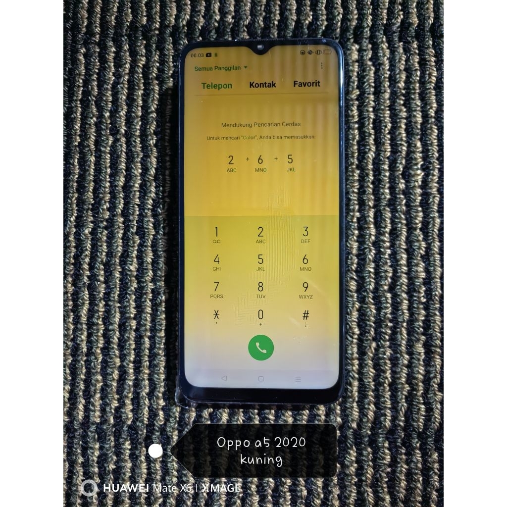 lcd oppo a5 2020 ori cabutan minus kuning plus bezel
