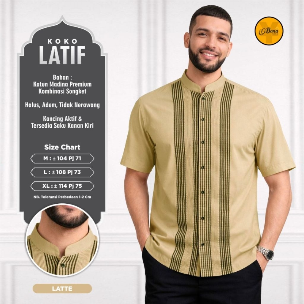 KOKO ZAIN // KEMKO KEMEJA MUSLIM KATUN PRIA // LATIF // BY BONA