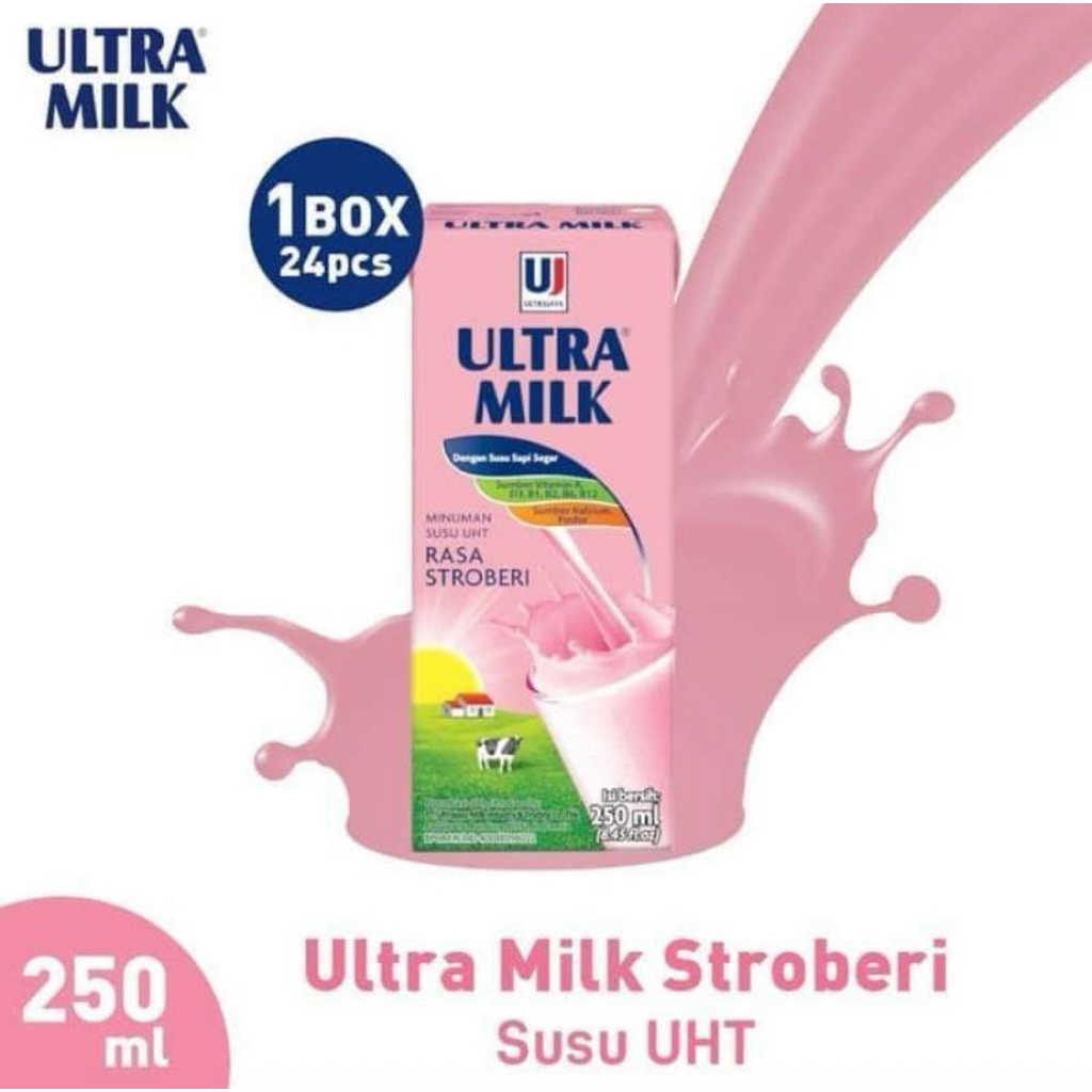 Susu Ultra Milk Strawberry  250ml - 1 dus isi 24