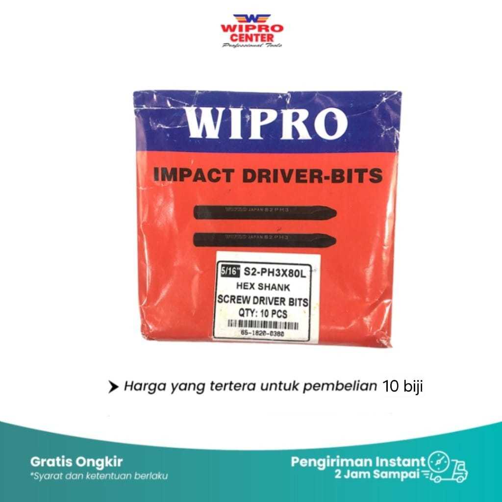 Mata Obeng Ketok WIPRO PH 3 x 80 L Plus (+) isi 10 biji