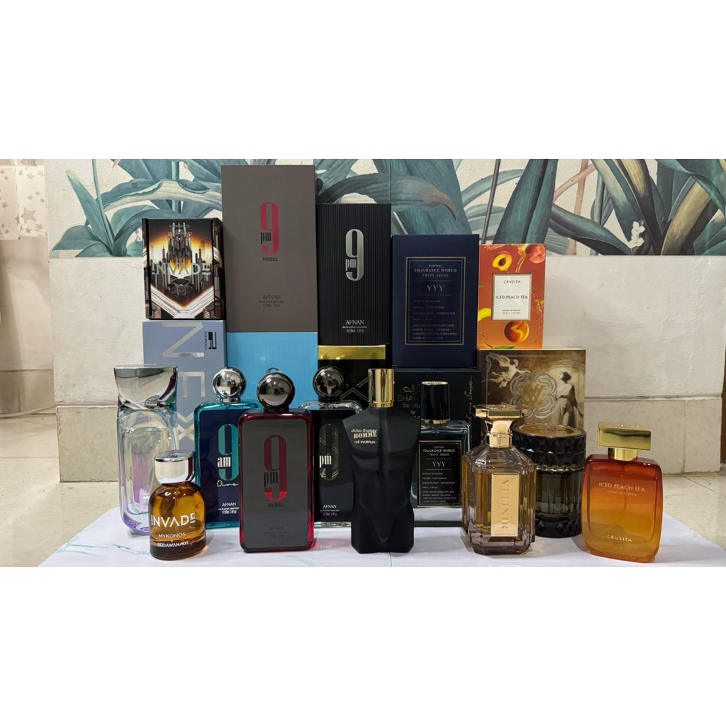 PRELOVED PARFUM MYKONOS, AFNAN, ZIMAYA, VELIXIR, BURGUNDY, SCENTCO, RUE BROCA, CRUSITA, FRAGRANCE WO