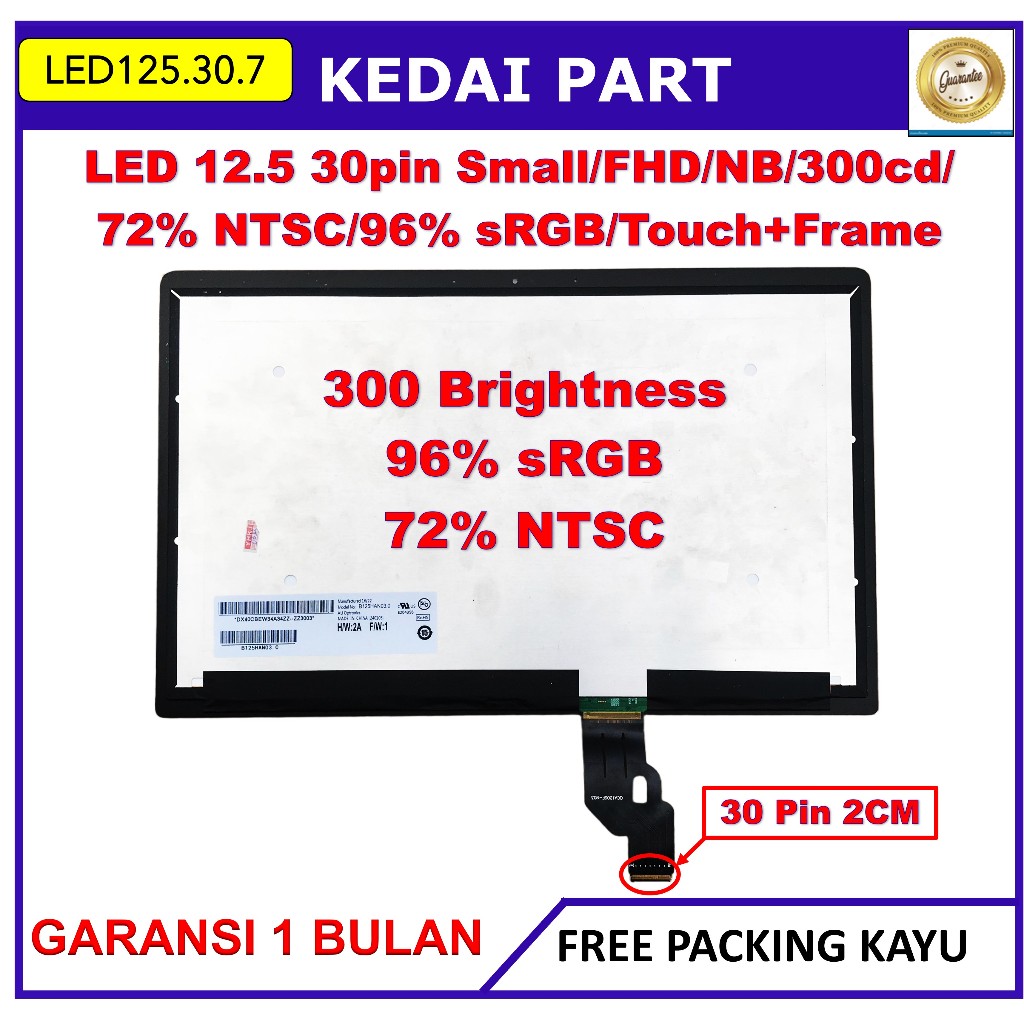 LCD LED ASUS UX390 UX390U UX390UA UX390UAK 12.5 Inch 30 Pin Full HD B125HAN03.0