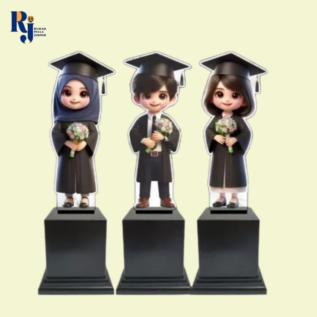 Piala Wisuda Akrilik Bucket Bunga Custom Piala Wisuda Anak