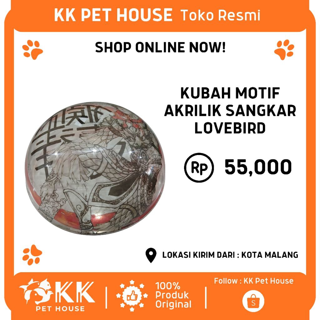 0841-KUBAH MOTIF AKRILIK SANGKAR LOVEBIRD