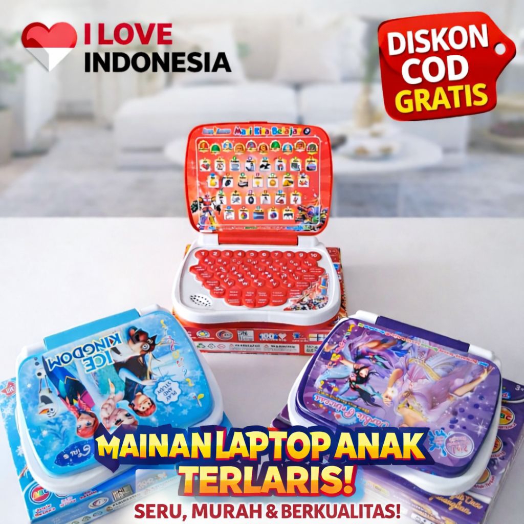 TERLARIS Mainan laptop anak belajar lengkap, mainan laptop anak, mainan laptop edukasi anak, mainan 