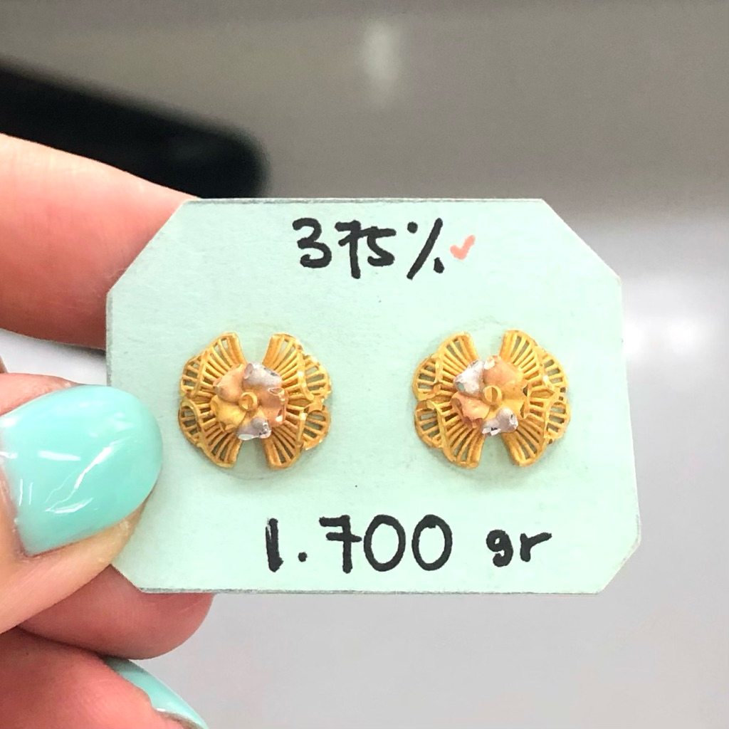 1- GIWANG BUNGA KERAWANGAN UBS 1.7GR KADAR 375 ULIR EMAS