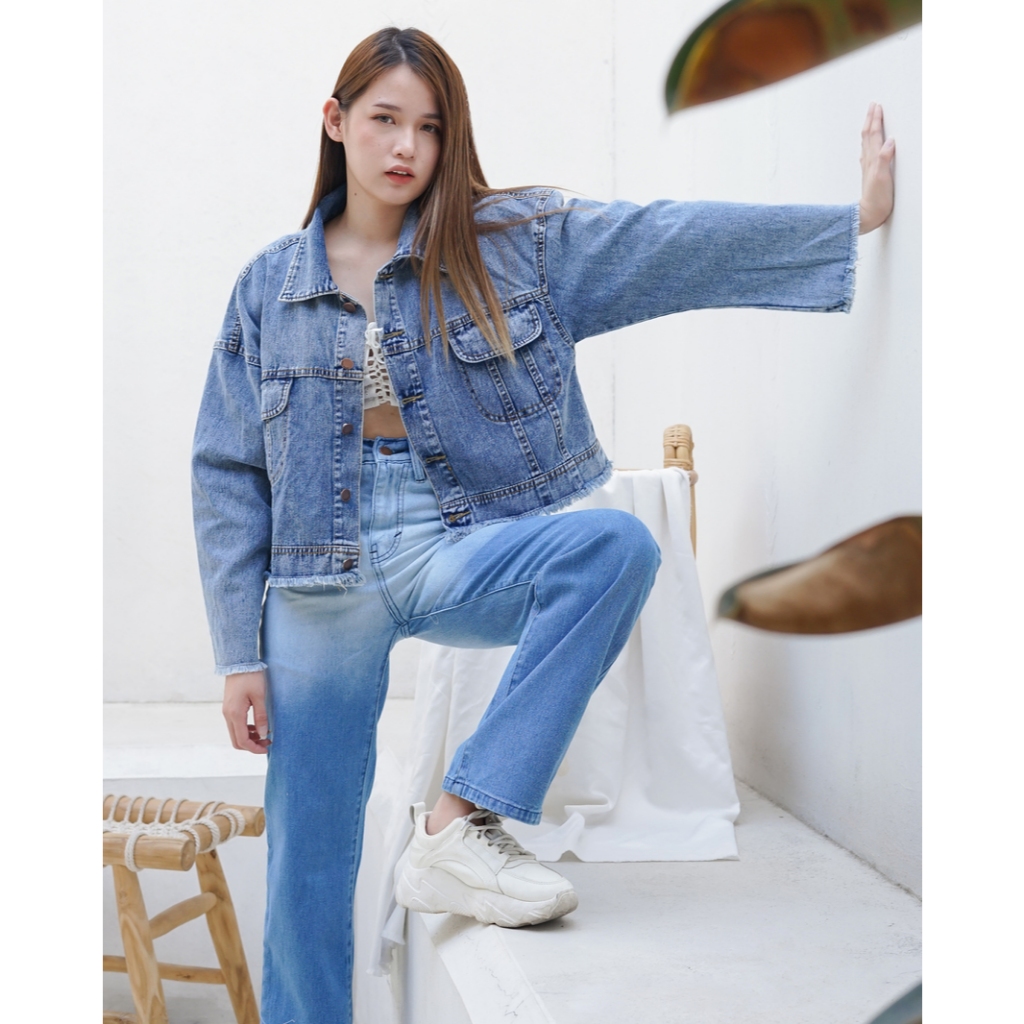 BRISIA JEANS - BORA Crop Oversized Jacket Jeans - Snow Blue / Denim Jacket