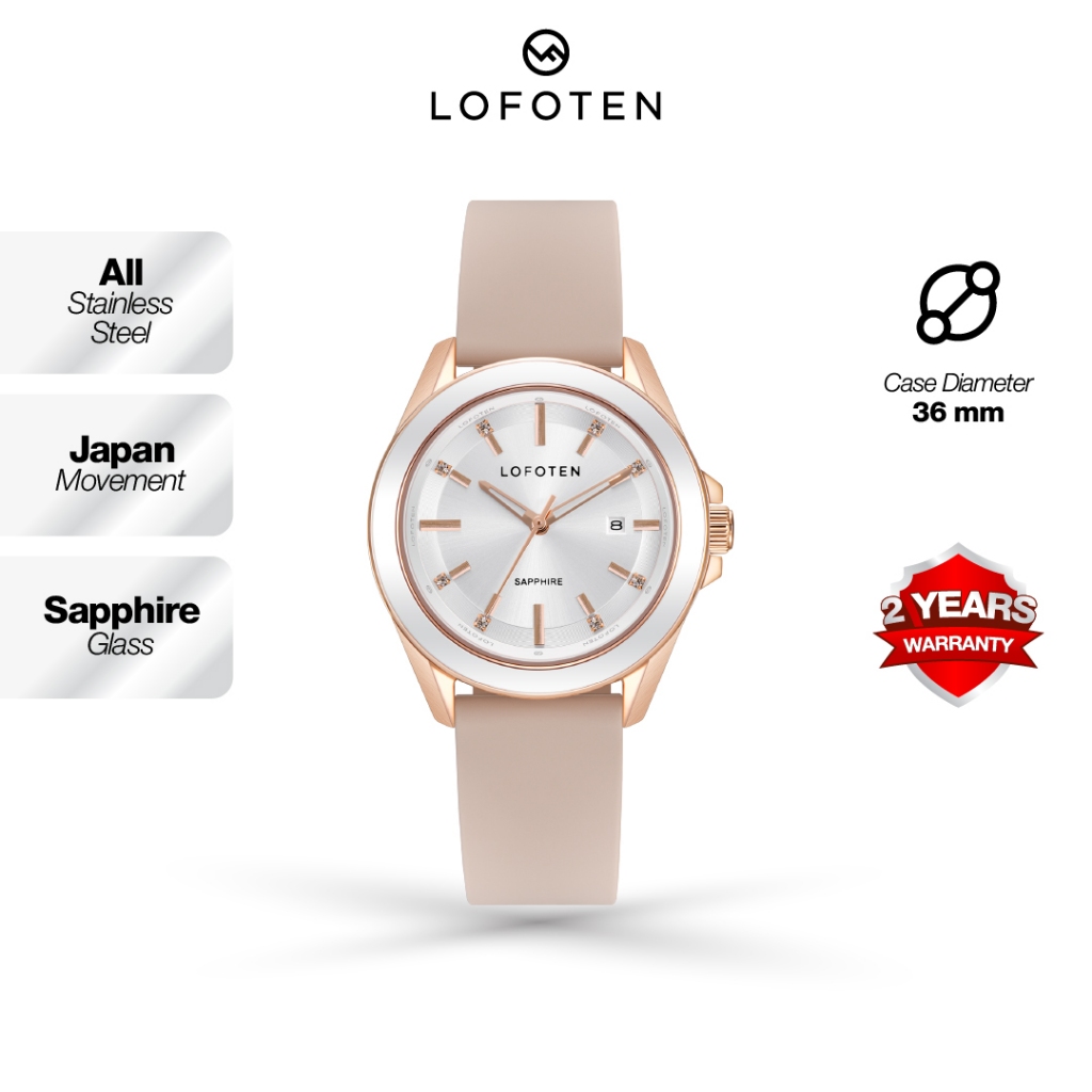 LOFOTEN F-2325L Stainless Steel - Kaca Sapphire Case Diameter: ± 3,6cm / 36mm Jam Tangan Wanita