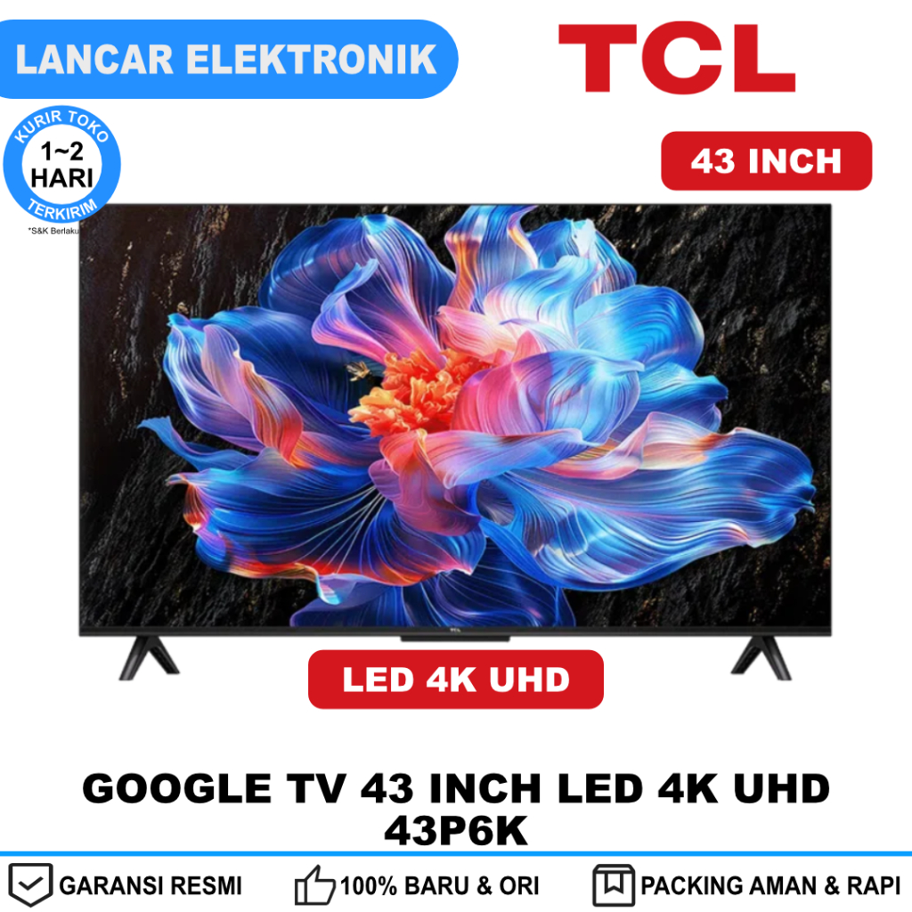 TCL Google Tv 43 Inch 4K UHD 43P6K - HDR Bezelless