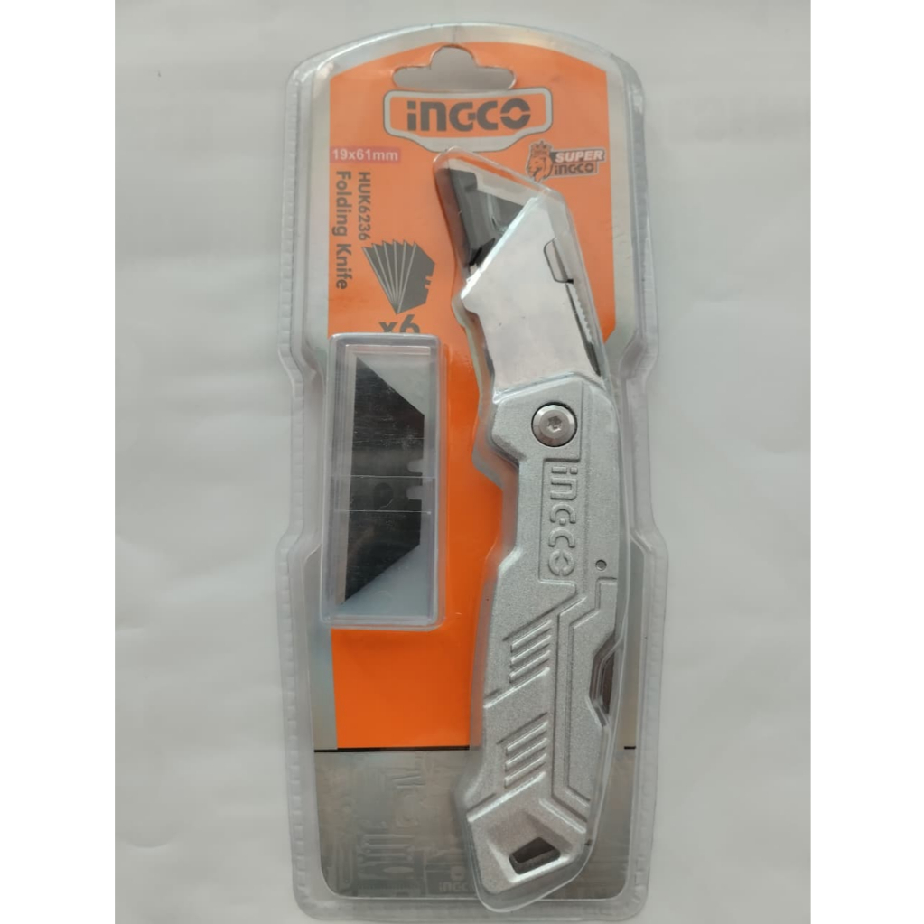 Ingco HUK6236 Pisau Lipat Gagang Aluminium Folding Knife Utility Cuter