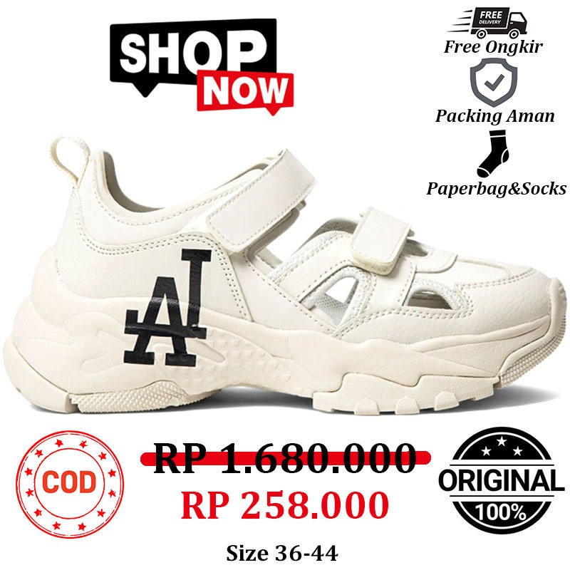READY STOCK MLB Big Ball Chunky Mask Hitam New York Yankees LA Original Unisex Sandals COD