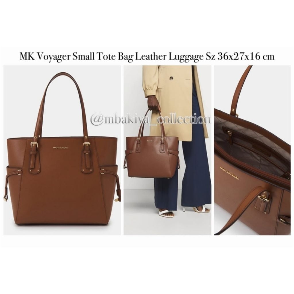 MK Voyager Small Tote Bag Leather Luggage