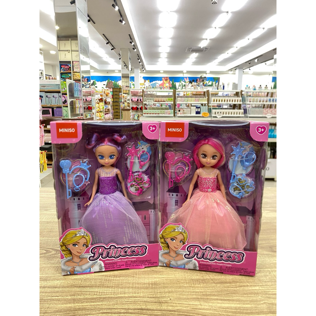 Miniso Cute Face Doll Princess Dress/Boneka Barbie Mainan Anak Lucu