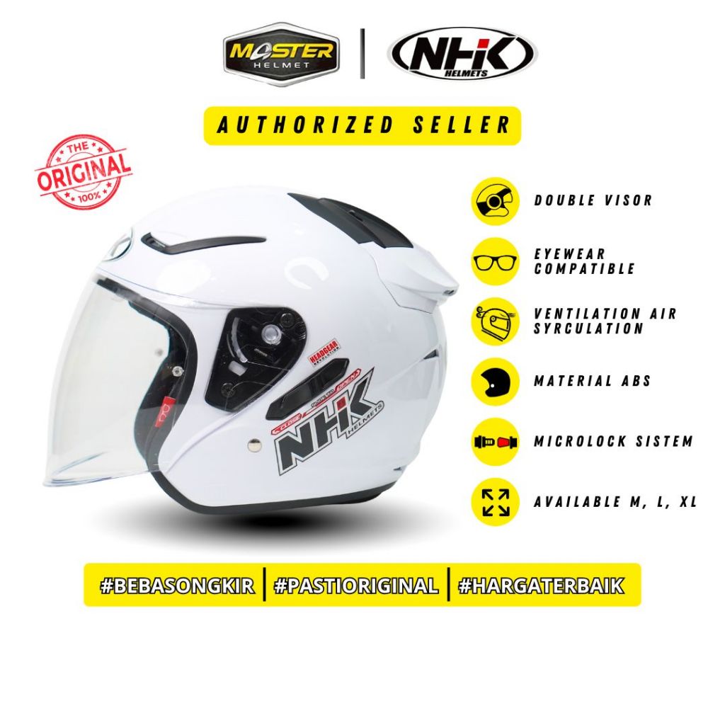 NHK R1 Solid Black doff - Helm NHK Half Face