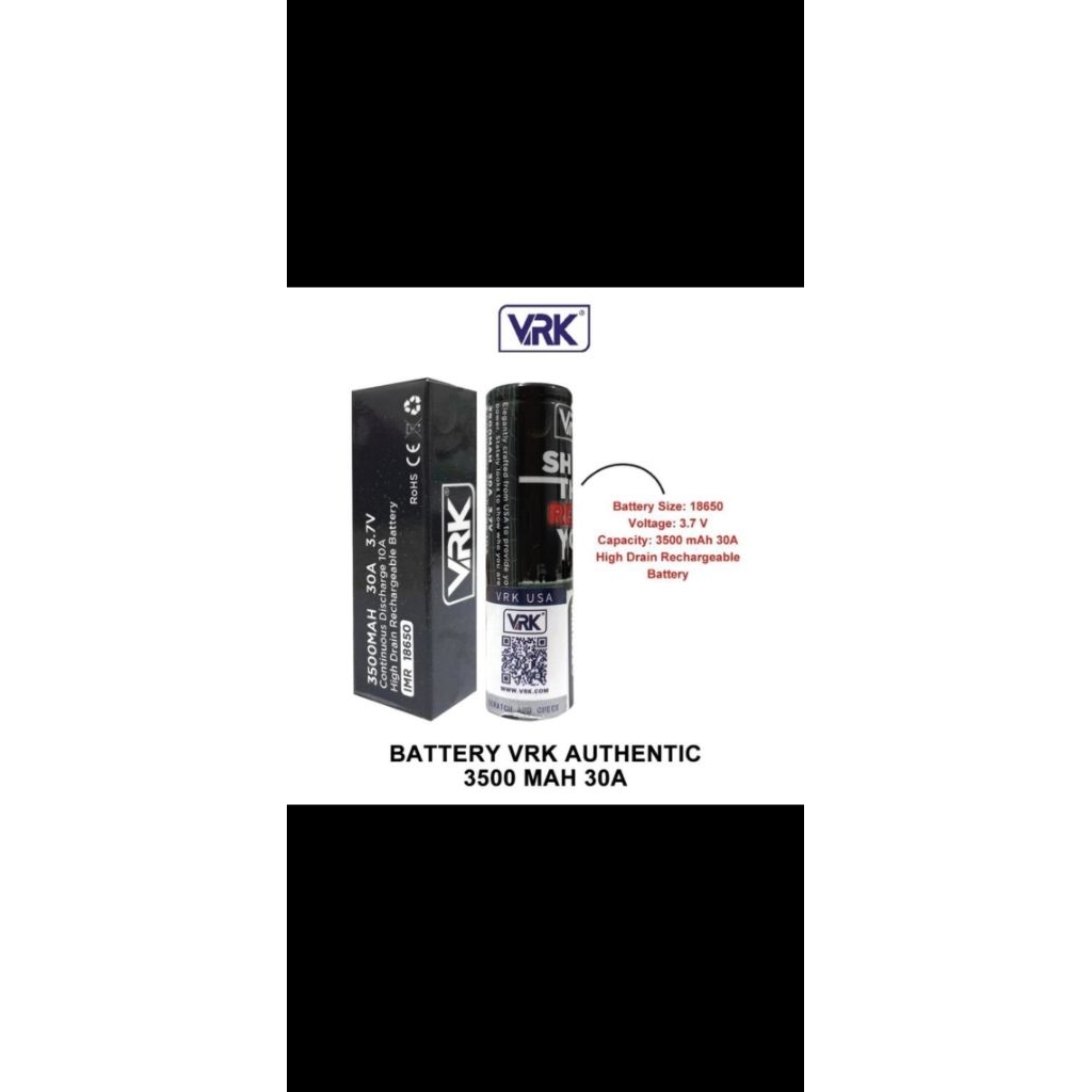 Baterai VRK 18650 3500mah 30A Authentic 100%