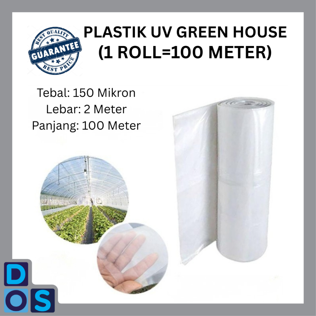 Plastik UV Greenhouse Tebal 150 Mikron UV 8% Lebar 2 Meter Eceran Per Meter