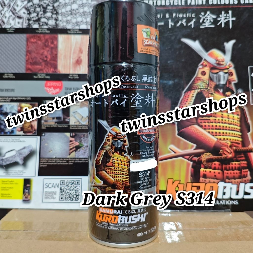 Pilok Pilox Pylox Cat Samurai Dark Grey S314 Abu Tua Metalik 314 Glossy Mengkilap 400cc Spray Paint