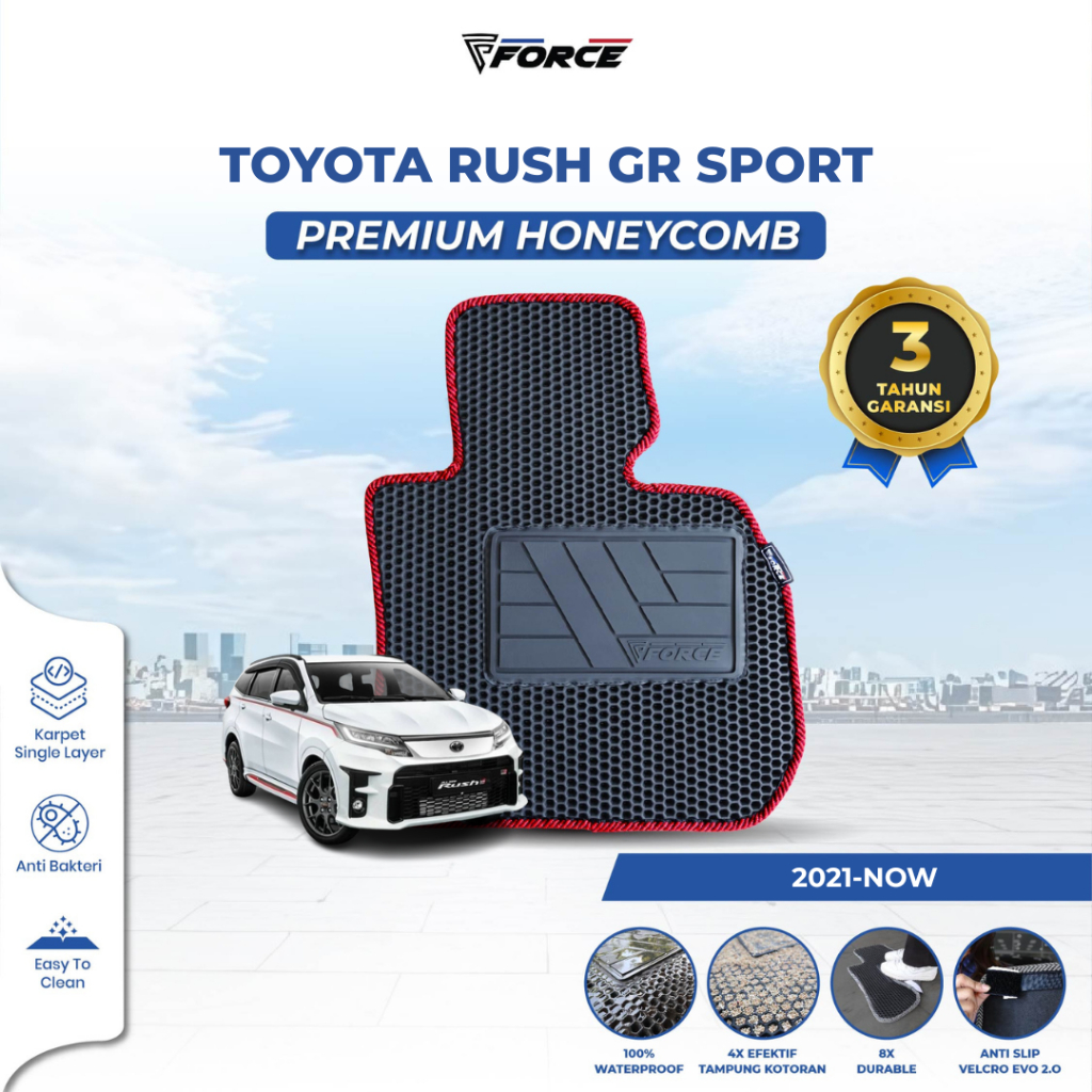 Force Karpet Mobil Toyota Rush / Rush GR / Rush GR Sport 2021-NOW Tipe Premium Honeycomb BERGARANSI