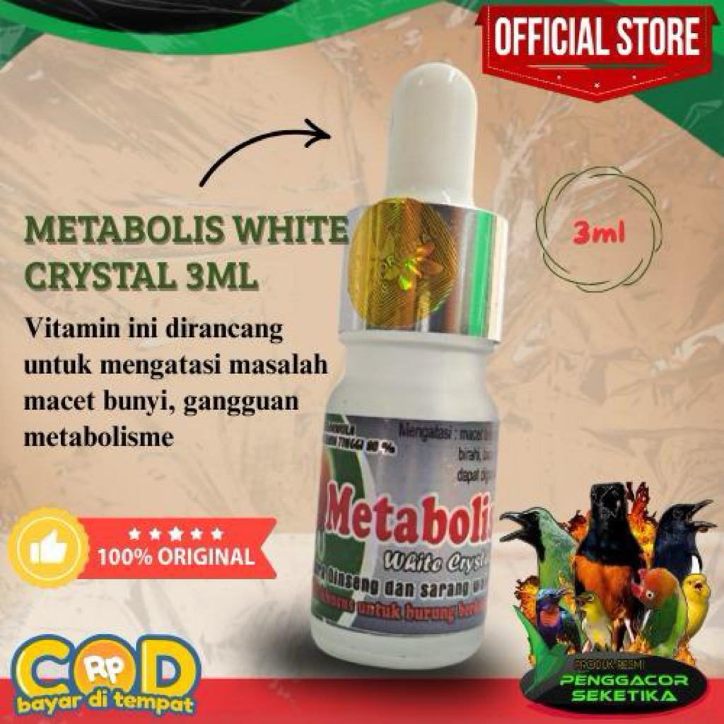 Metabolisme White Crystal 3 mlBotol Kaca Penggacor Burung