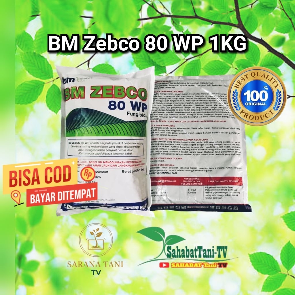 BM Zebco 80WP 1kg. Produk ini digunakan untuk mengendalikan penyakit jamur pada tanaman.