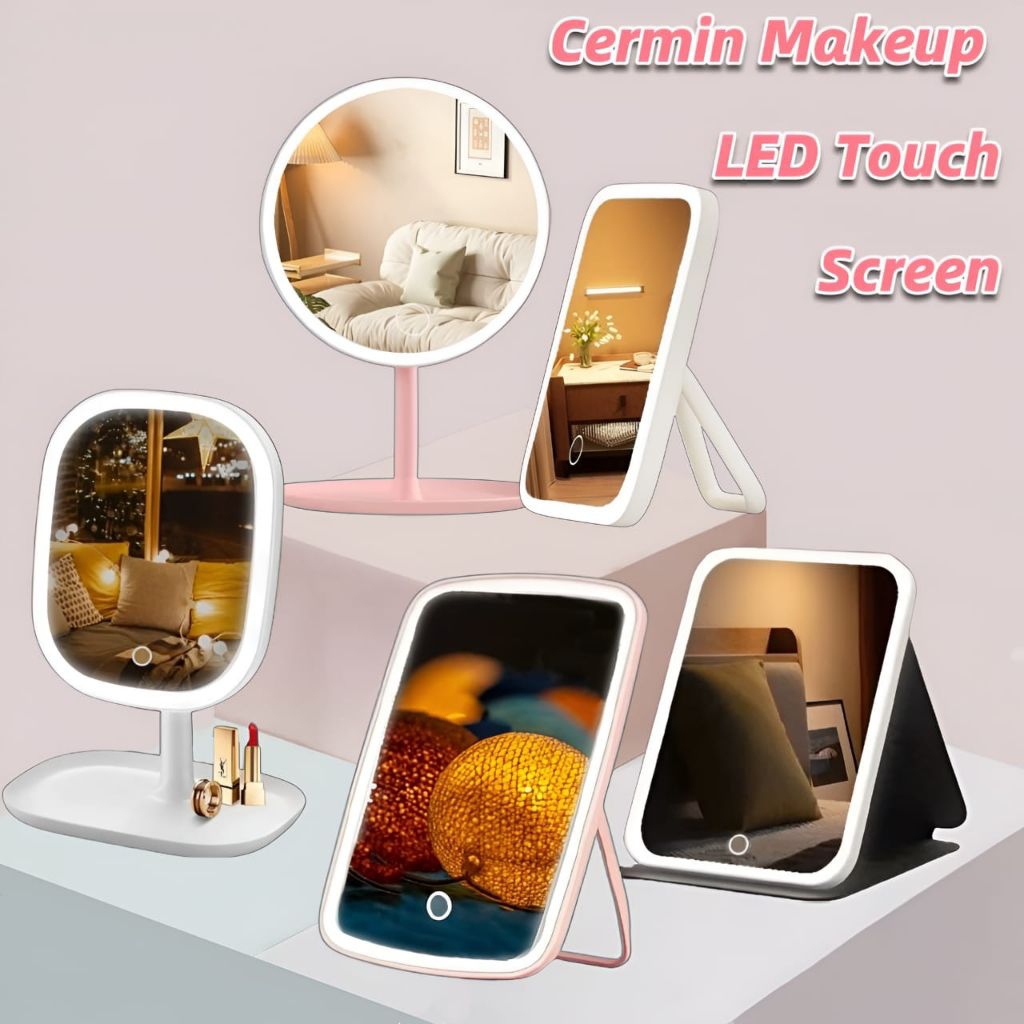 New Cermin Makeup LED Rechargeable Lampu Cermin Makeup Cermin Kosmetik •YES•