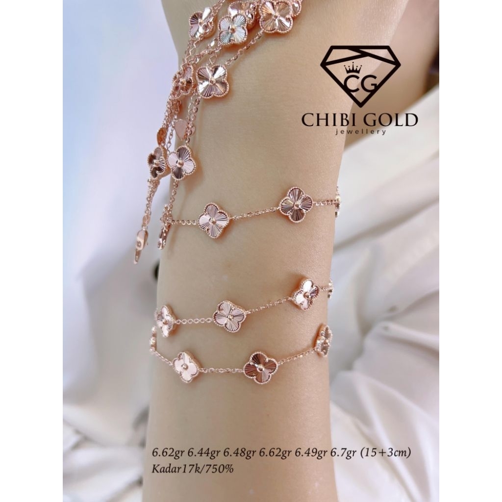 CHIBI GOLD - Gelang tangan Alhambra Gelang Bunga Gelang clover emas 750 kadar 17k