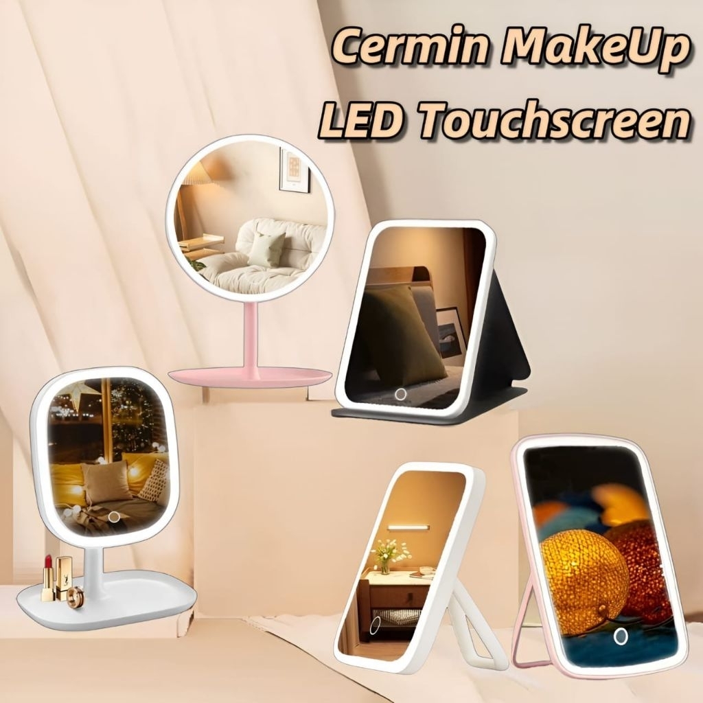 Desktop LED Mirror Makeup Mirror Light LED Cermin Rias Makeup LED• IndoStar •