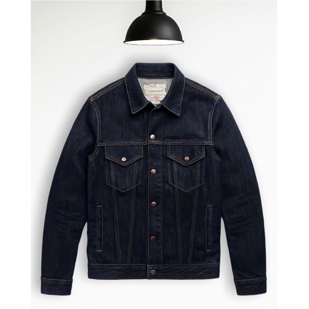 Mens Snap Button Denim Jacket (Blue Indigo)
