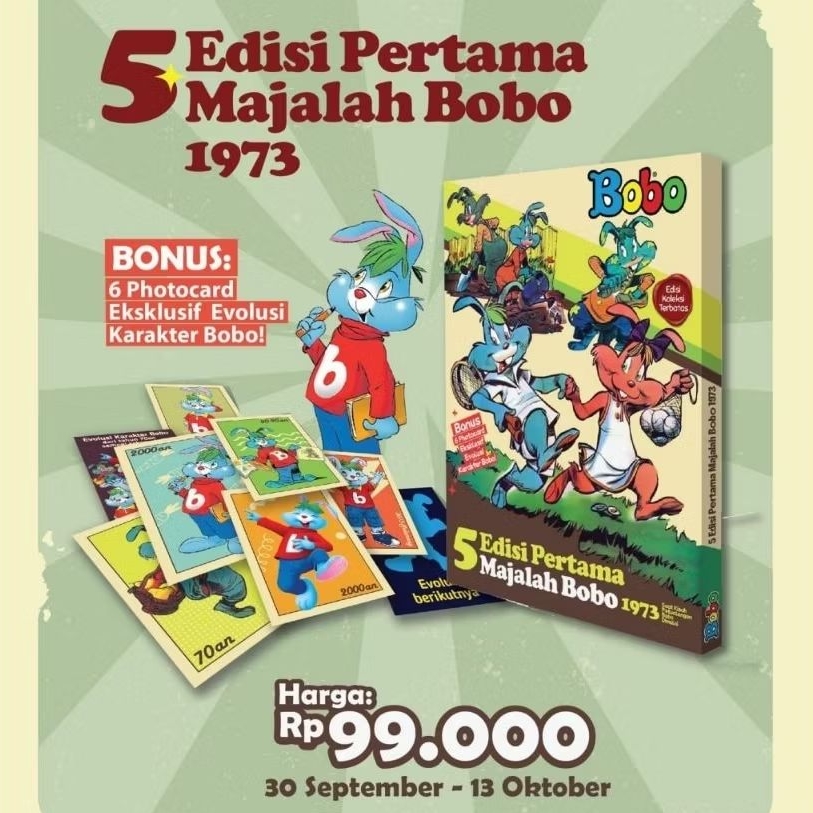 BONUS PHOTOCARD Buku Majalah Bobo 5 Edisi Pertama 1973 Spesial Koleksi