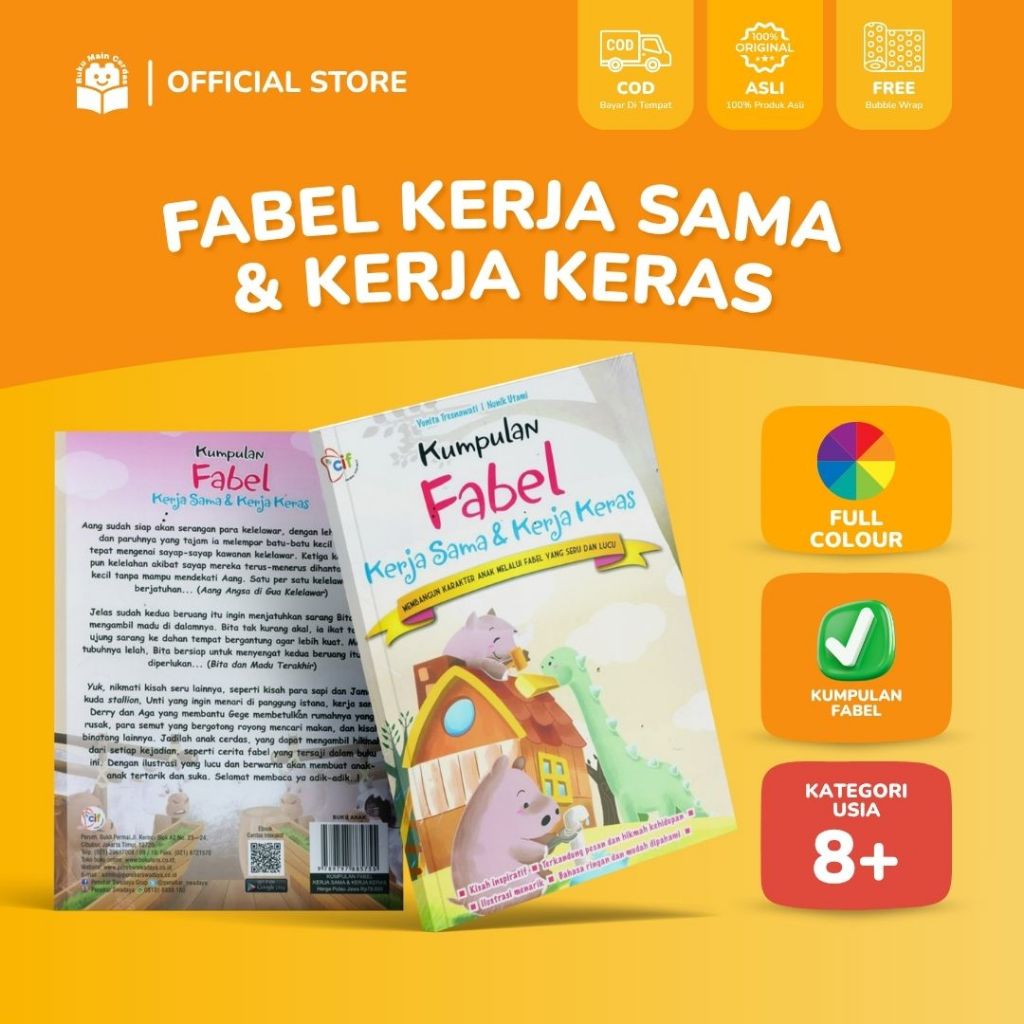 KUMPULAN FABEL KERJA SAMA & KERJA KERAS - BUKU CERITA ANAK BUKU MAIN CERDAS