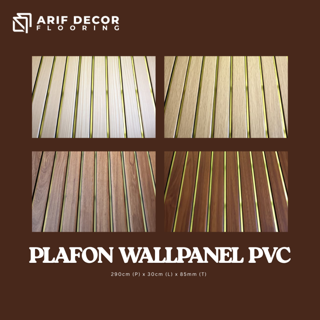 Plafon Wallpanel PVC Lebar 30 cm List Gold Panjang 290 cm