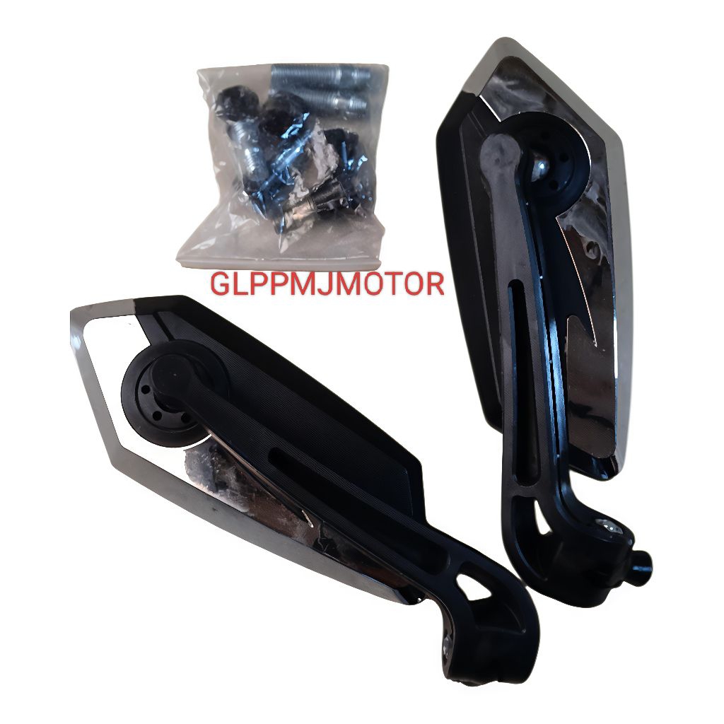 Baru Spion Alevo Kaca Spion Arevo Koso Lipat Tanduk Hitam Crom Krom Krum Universal Untuk Semua Motor