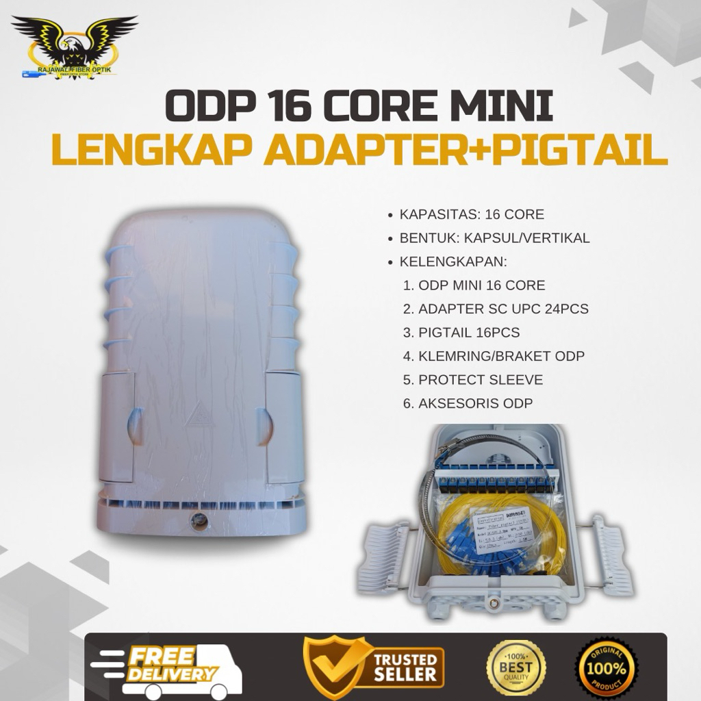 ODP 16 Core Mini Lengkap Adapter Pigtail Fiber Optik Box ODP 16C FTTH Outdoor