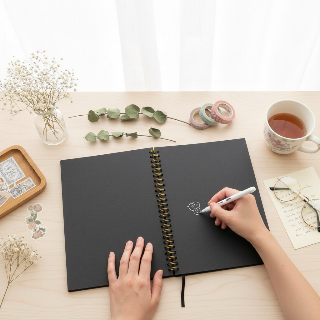 Scrapbook Hitam Landscape Portrait Album Foto A6 A5 B5 A4