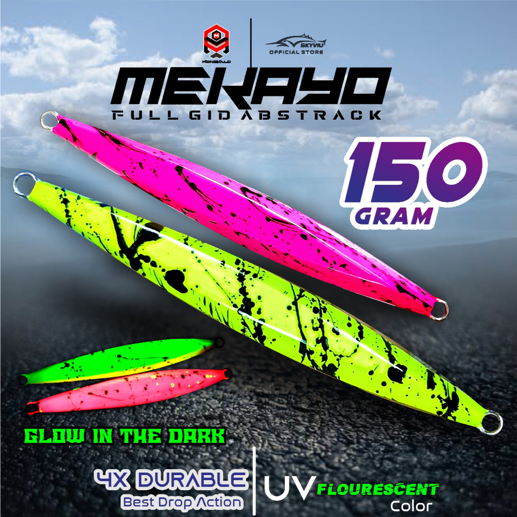 Umpan Metal Jig 150g MEKAYO Jigging Malam Menyala Full GID UV Neon Dasaran Laut