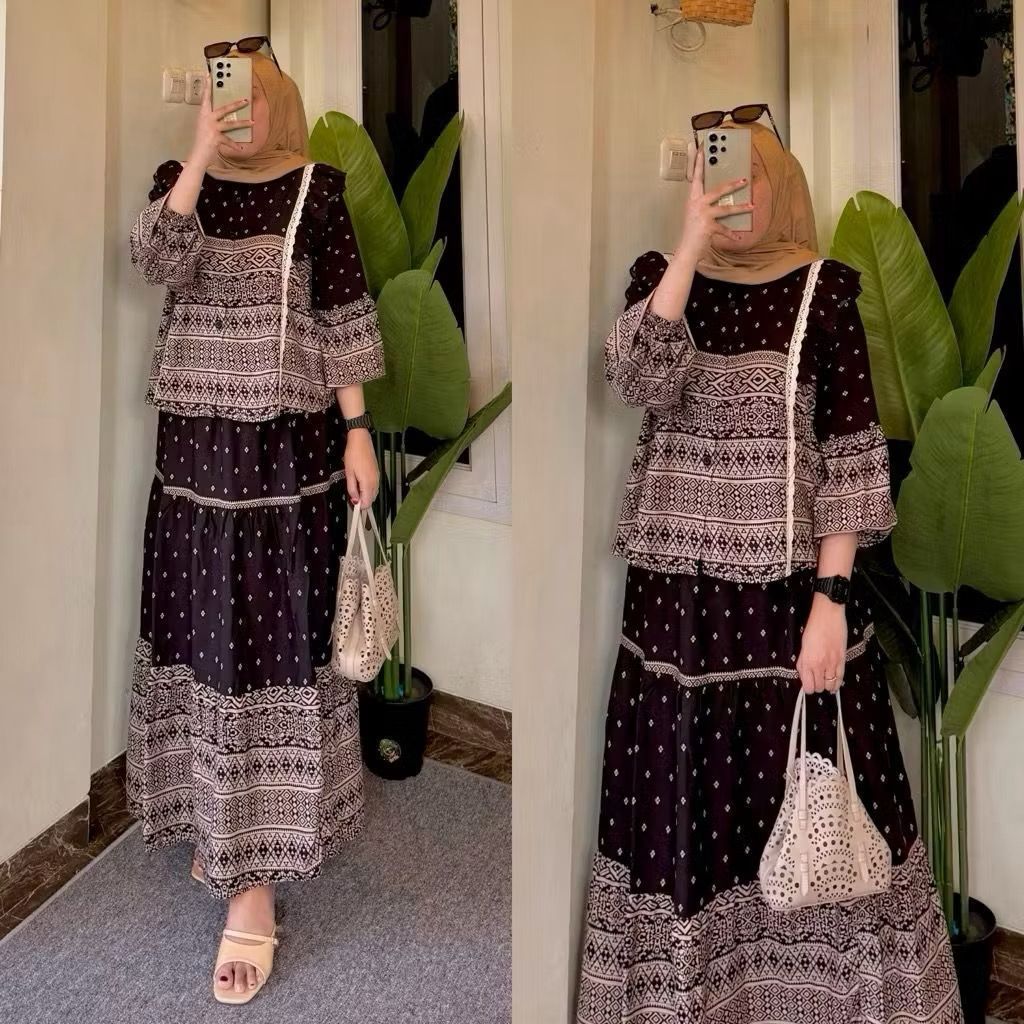 BANDA STYLE - ZAYNA SET RAYON ROK MIX RENDA BUSUI FRIENDLY // SETELAN ROK RAYON // ONE SET RENDA RAY