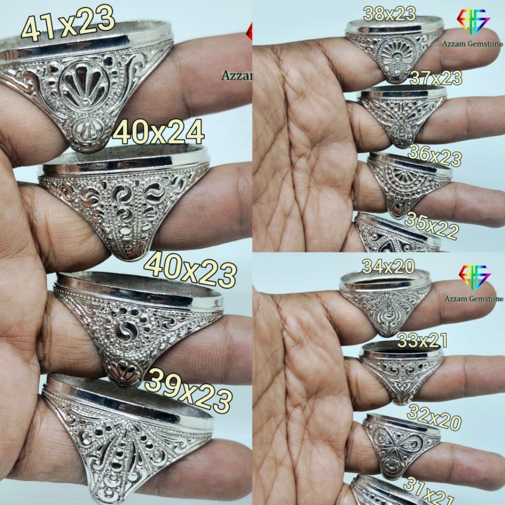 Cincin Ring Alpaka Ukir Super Mban Dimensi Jumbo 31 sampai 41mm bkn Emas Perak Batu Akik Permata