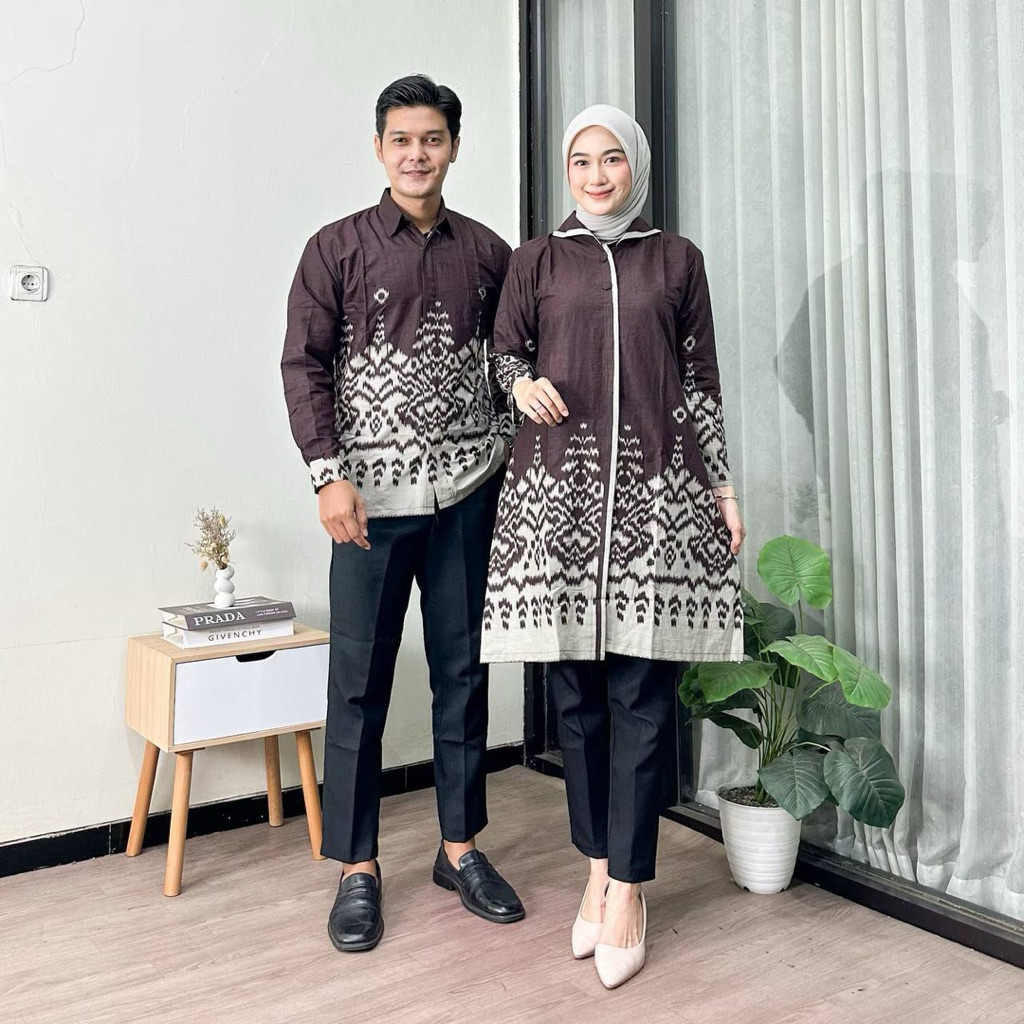 Batik Tunik Couple Modern Set Pakaian Couple Kemeja Batik Pria Premium Baju Batik Couple Tunik Busui
