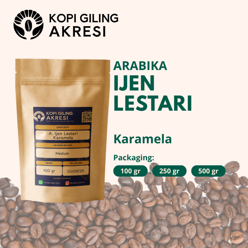 Arabika Ijen Lestari Karamela - Kopi Giling Bubuk 250 gr | Kopi Giling Akresi