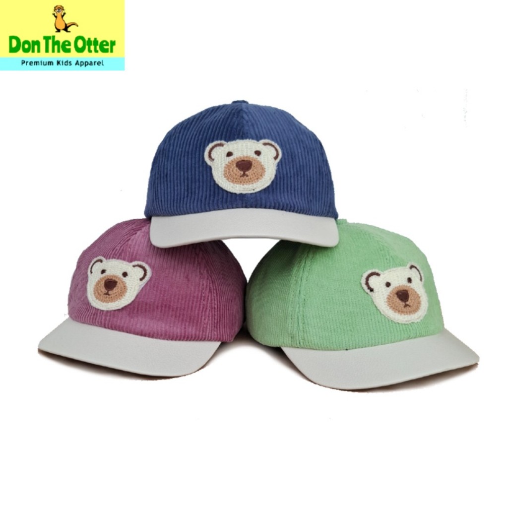 Topi Anak Baseball Laki-Laki Perempuan 1-3 Tahun Topi Anak Cowo Cewe Corduroy Motif Cute Bear Korea 