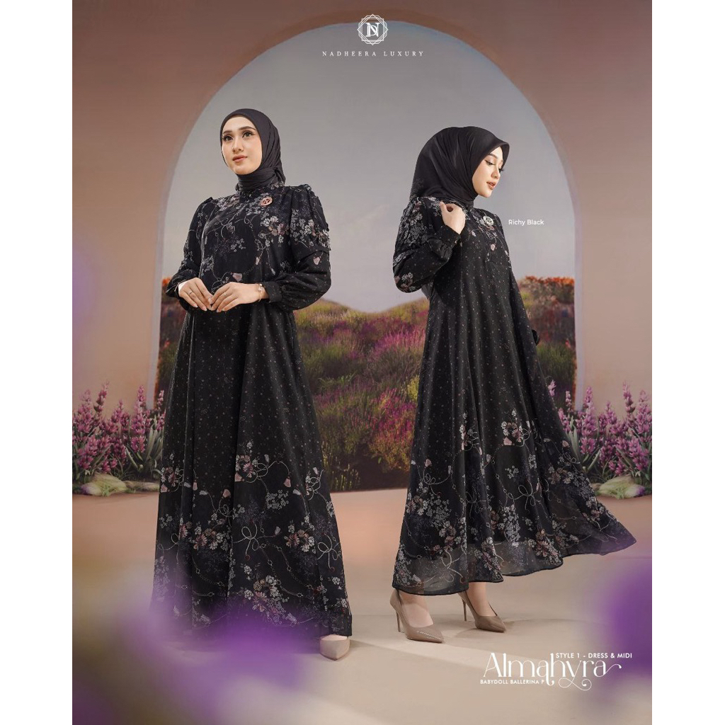 [ BISa COD] STYLE  1 ALMAHYRA DRESS NADHEERA LUXURY  MIDI NADHEERA LUXURY GAMIS ANAK DAN MOM GAMIS K
