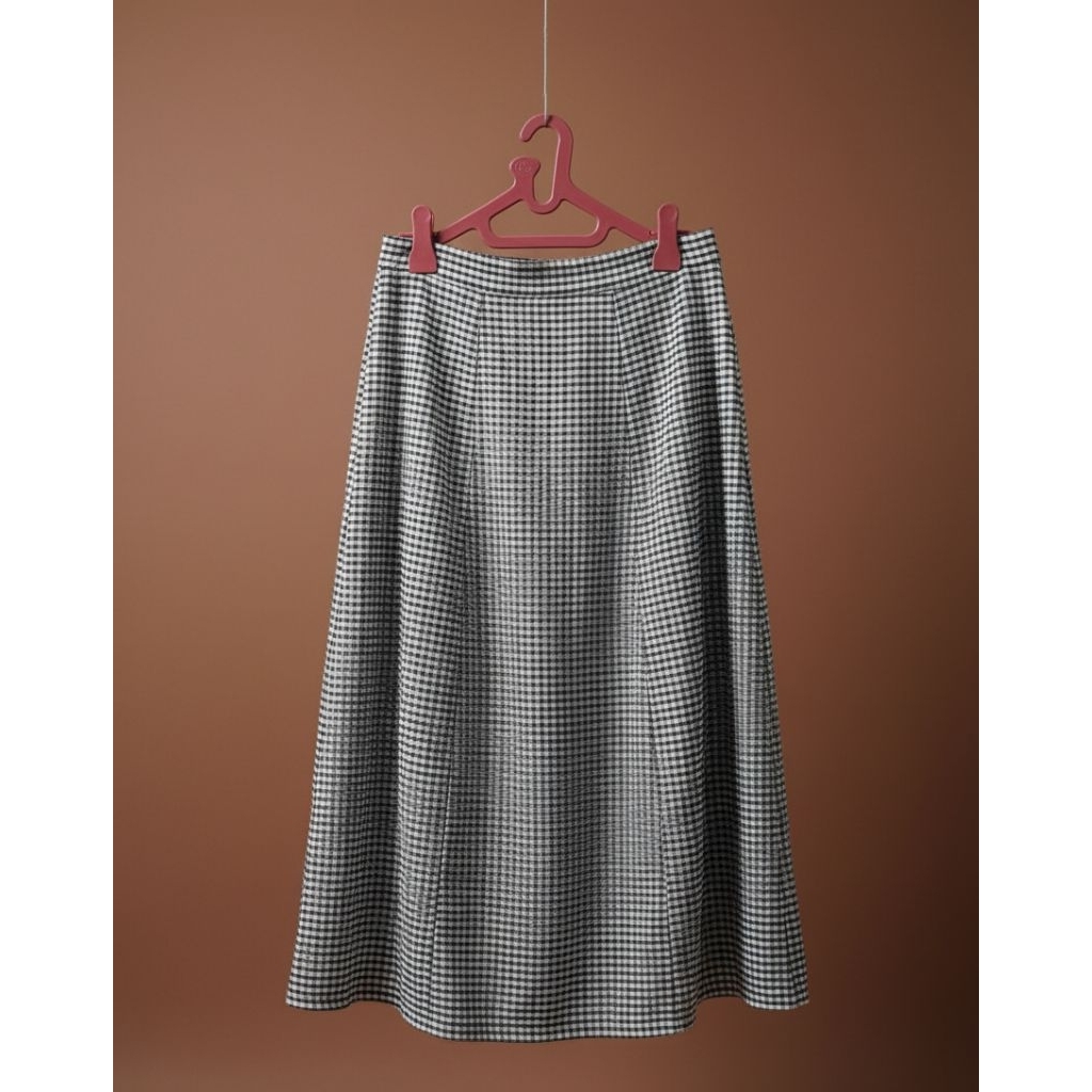 rok panjang wanita motif kotak kotak a line bahan jatuh