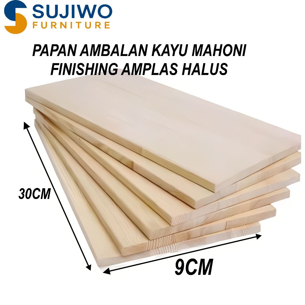 Papan Ambalan Kayu Mahoni tebal 1,2 cm panjang 30cm finishing halus