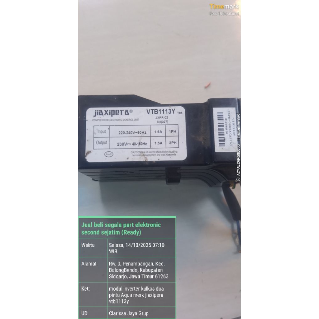 modul inverter kulkas 2 pintu Aqua/Haier/Electrolux merk jiaxipera vtb1113y